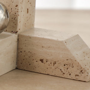 Travertine Sphere Book-ends