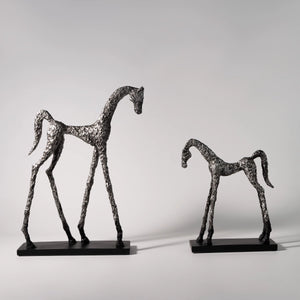 Modern Horse Marble & Metal Figurine Set – Home Decor Gift